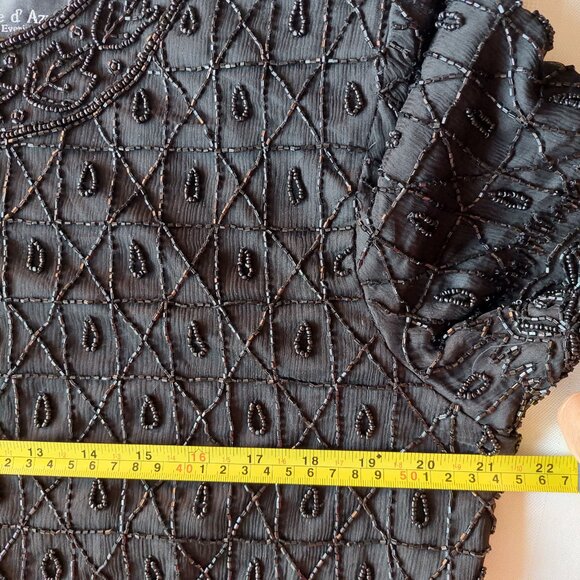 COTE D' AZUR Evening Black Vintage Gorgeous Beaded Silk Jacket XL - Picture 7 of 8